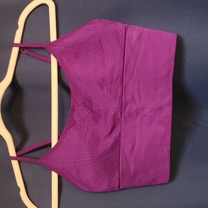 Plum Ribbed Bralette Crop Top - Women Sports Top